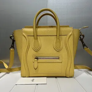 Pre-owned Celine Leather Tote Bags Drummed Calfskin Nano Luggage Mimosa 53450815