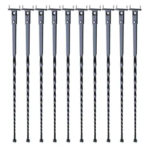 VEVOR Staircase Metal Balusters, 44'' x 1/2" Galvanized Steel Decorative Banister Spindles, 10 Pack Deck Baluster with Hollow Twists, Satin Black Spiral Stair Railing with Shoes & Screws