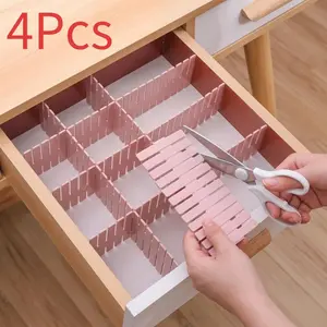 4 Pack Adjustable Drawer Divider Household Storage Organizer for Underwear Socks Sundries Closet Combination Tray Home