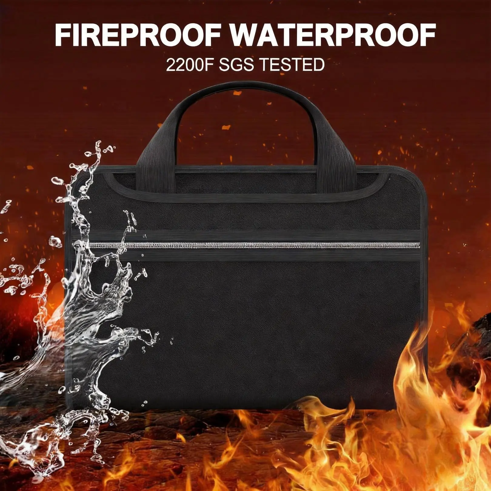 A4 Fire-Resistant File Folder, 13 Compartments, Label Slots, Double Zipper & Hand Strap, for Bills, Certificates & Property Records