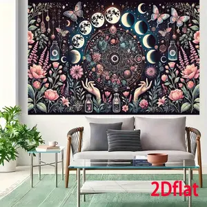 1 piece of Bohemian Mandalah fabric wall hanging, featuring vibrant astronomical and floral designs, suitable for bedrooms, hippie room decoration, unique home decoration,room decoration， bedroom decor mens room decor bedroom decorations trippy room decor