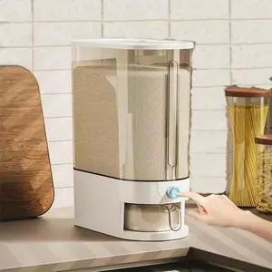 New Plastic Rice Bucket, Anti-Pest Moisture-Proof Sealed Food Grade Storage Container, One-Touch Quantitative Release, Kitchen Counter Organizer