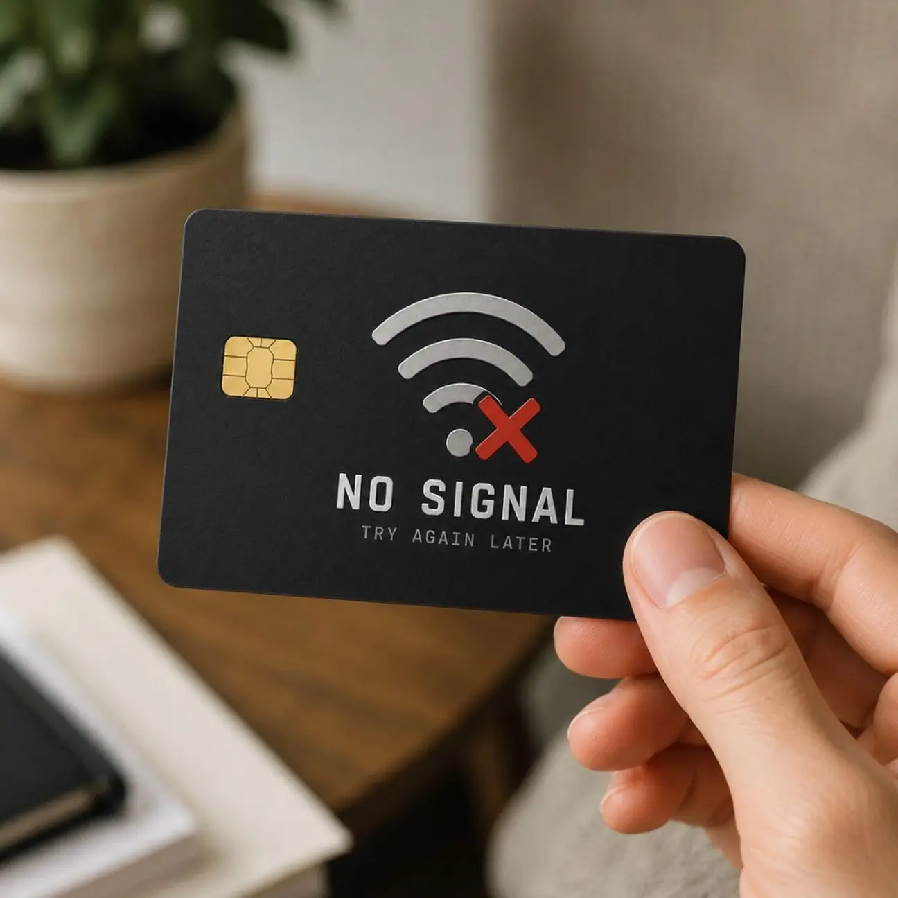 No Signal Credit Card Skin Sticker, Funny Credit Card Cover, Minimalist Bank Card Skin, Tech Humor Wallet Accessory