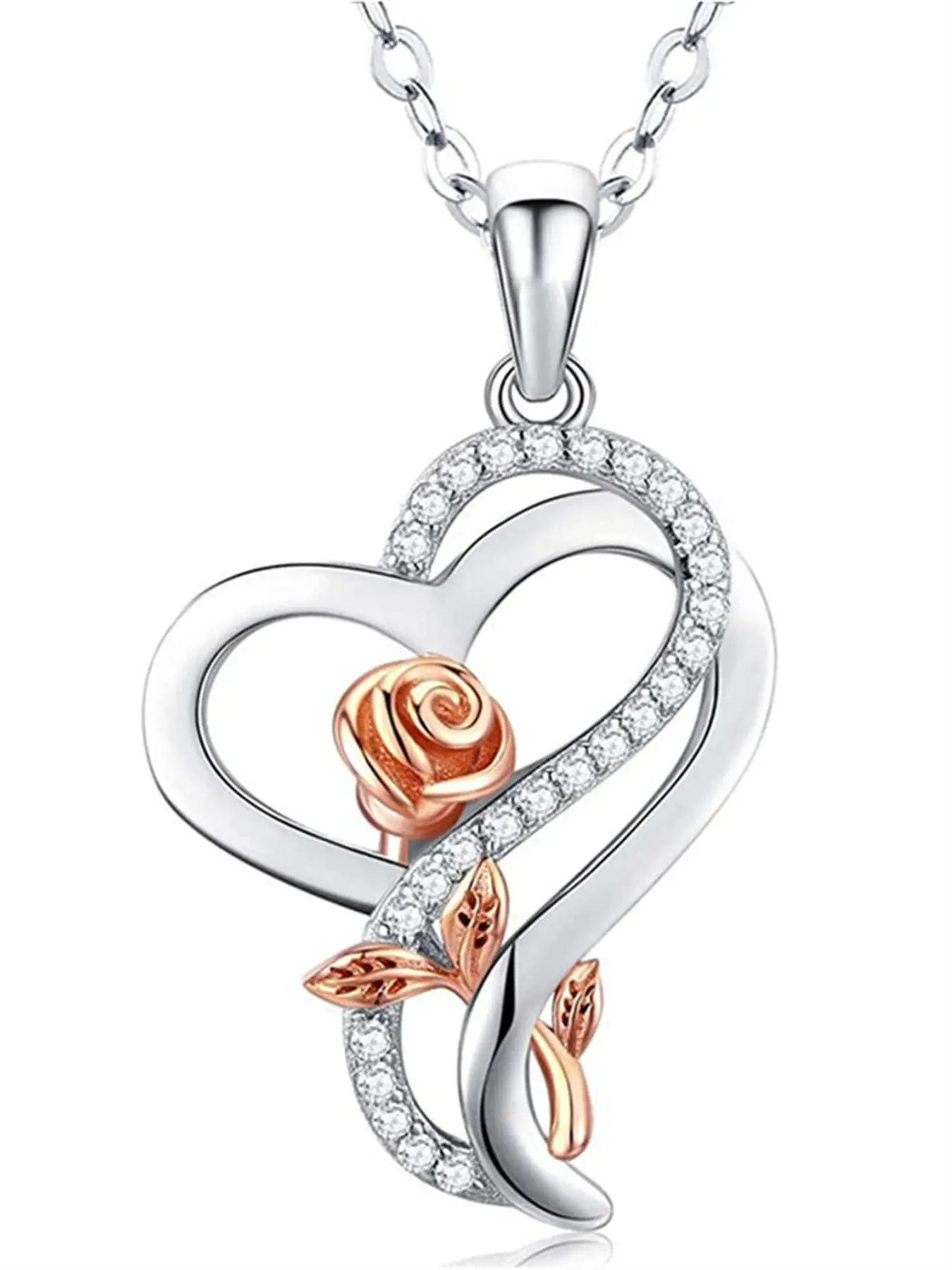 1 PC Romantic Cubic Zirconia Accessory Necklace Heart Shaped Pendant For Women Valentine's Day Gift Wedding Jewelry