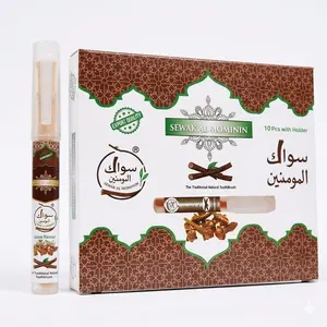 Clove-Flavored Miswak Oral Care Tool, Sewak Al Mominin Toothbrush with Premium Protective Holder, Pack of 10 summervibes☀️