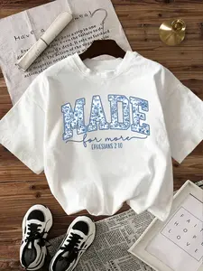 White Oversized "MADE for more" Floral Faith Graphic Tee - 2026 Trending Christian Outfit, Soft Cotton Perfect for Church & Daily Looks