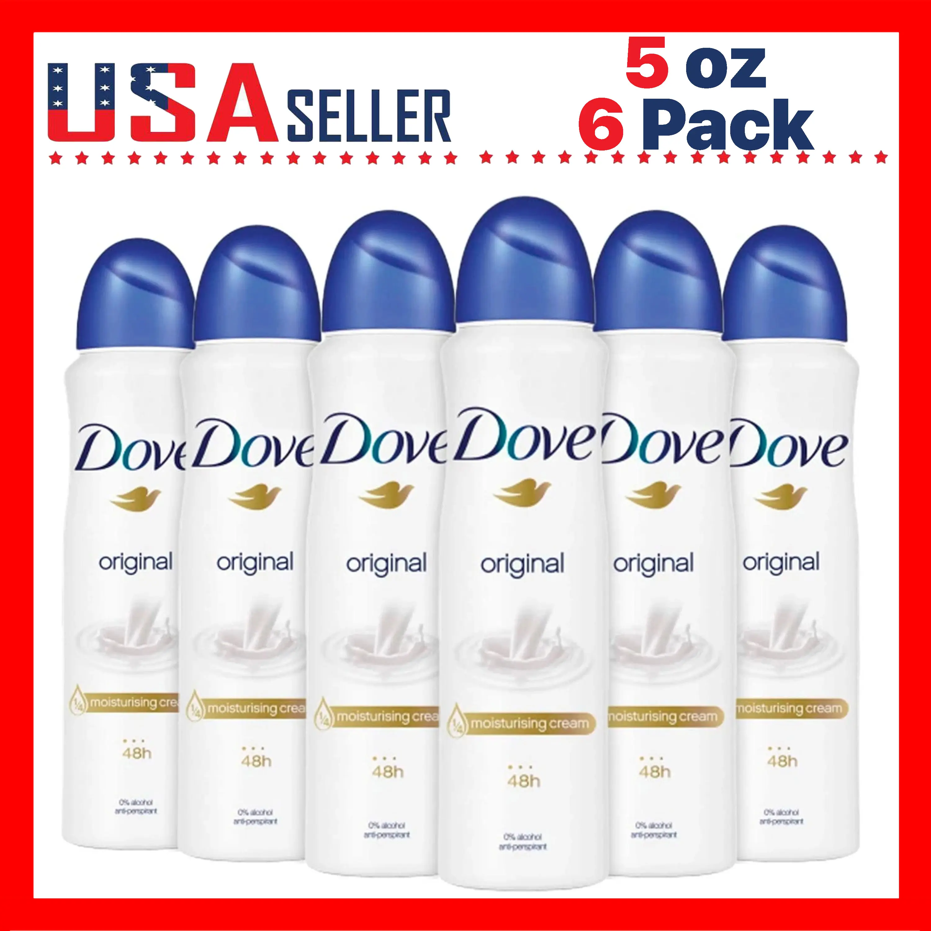 Dove Original Aerosol Spray Deodorant 150ml / 5.07oz x [6 Pack] – Fresh Clean Scent, 48H Odor Protection, Alcohol-Free Antiperspirant Body Spray with 1/4 Moisturizing Cream, Gentle Daily Underarm Care for Men & Women, Smooth Soft Skin