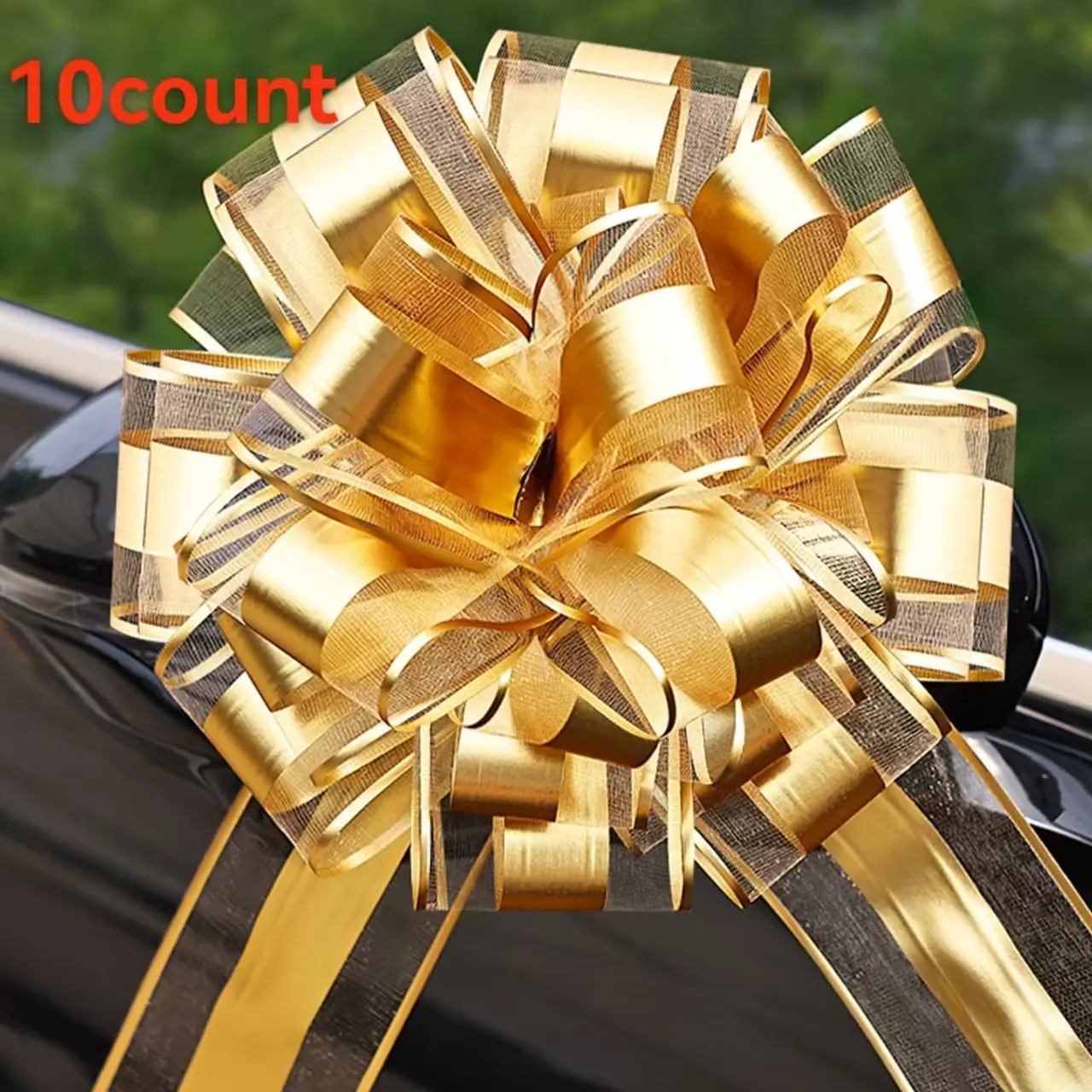 10 Elegant Ribbon Bows for Various Scenarios |   Earl Grey Red and Gold, Shiny PP Material, Suitable for Weddings, Parties, Christmas, Valentine's Day, Birthdays, Gift Wrapping |   Durable Ribbon for Handcraft Gift Wrapping Supplies
