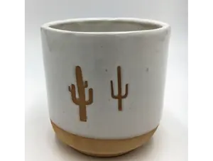 Handmade Ceramic Cactus Planter - White