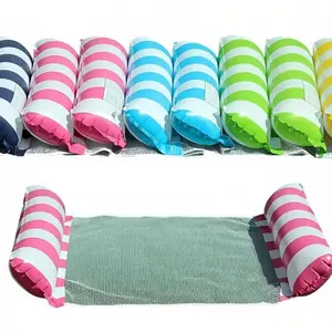 Outdoor Beach Inflatable Hammock Bed, Foldable Dual Purpose Floating Lounger, Water Leisure Chair, Stripe Float Bench, Swimming Ring