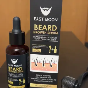 EAST MOON Beard Growth Serum & Derma Roller Kit, Beard Care Nutritional Oil, Making Beards Thicker and More Shiny, Daily Beard Care Products for Men