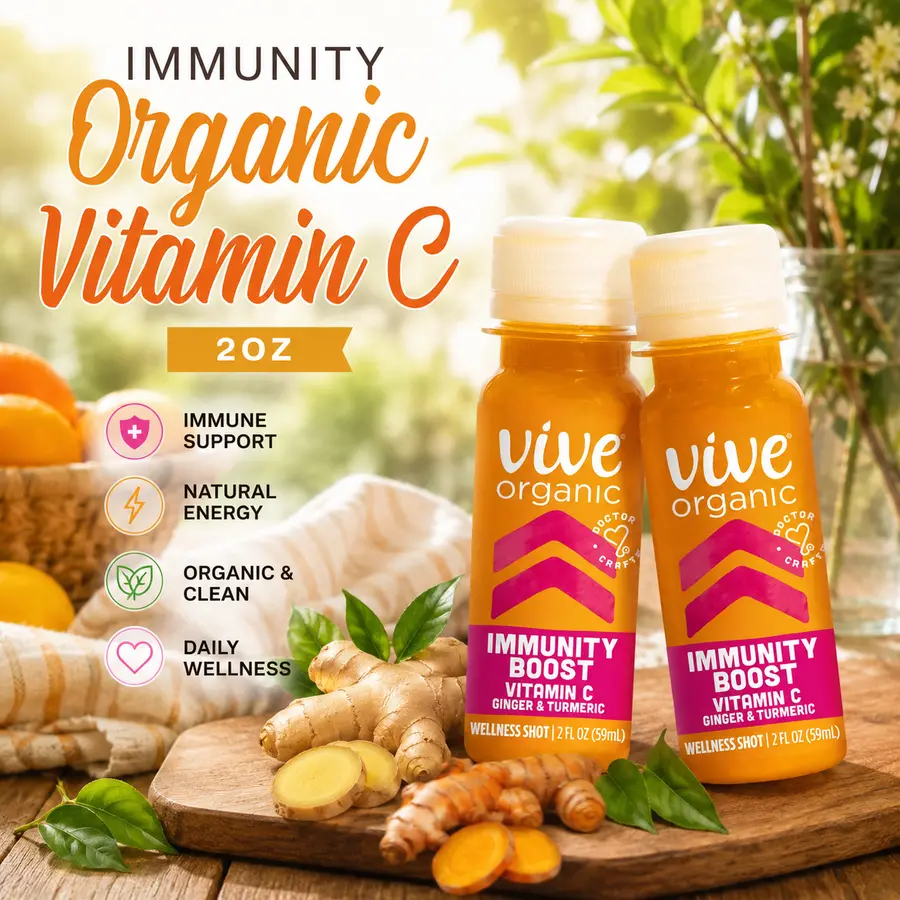 Organic Immunity Boost Vitamin C, Ginger & Turmeric Shot (2oz bottle)