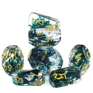 Polyhedral Dice Set D&D, Unique Resin DND Dice for Dungeons n Dragons with Box 7 Piece Role Playing RPG D and D Dice（Black and Gold）
