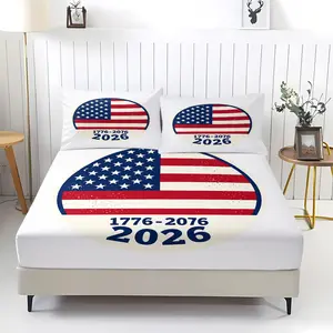 3Pcs America 250th Anniversary Fitted Sheet Set, Soft Skin-Friendly Durable, All Season Easy Install & Care, Bedroom Decor, Ideal Gift for Patriotic People