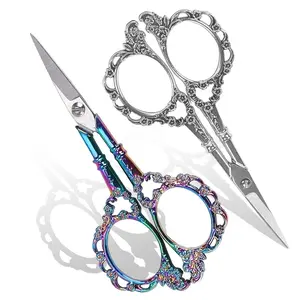Vintage Sewing Embroidery Scissors, 1 Count Sharp Detail Shears for Craft, Needlework and Handicraft DIY Tool, Small Size Thread Snips, Sewing Supplies Crafts