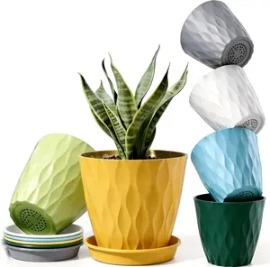 6 Pack Plant Pots with Drainage Holes, 4 Inch Plastic Indoor Flower Pots, Succulent Pots for Orchids, Violets, Succulents, Herbs and Other Small Plant, Black