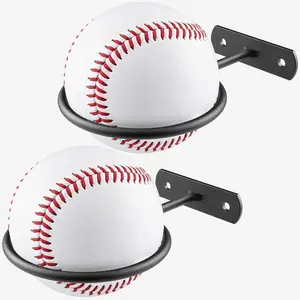 2Pack Baseball Holder,Baseball Wall Mount Holders Softball Display Memorabilia Holder Heavy Duty  Wall Mount Rack for Display Storage, Black