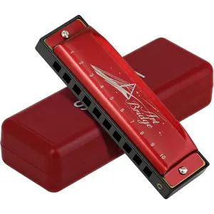 Blues Harmonica for Adults in C Key - Authentic 10 Hole 20 Tone Diatonic Mouth Organ for Soulful Melodies - for Beginners, Professionals and Students,, with Case (Red, 10-hole blues(beginner))