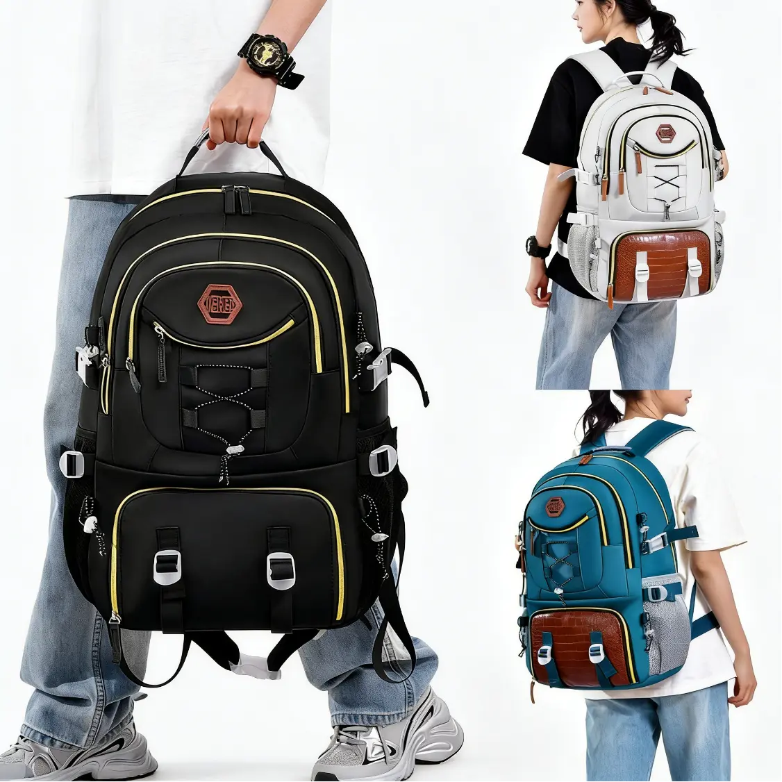 WEIXIER Large Capacity Travel Backpack with Laptop & Shoe Storage Water-Resistant Comfortable Straps Multiple Compartments Ideal for Camping Hiking