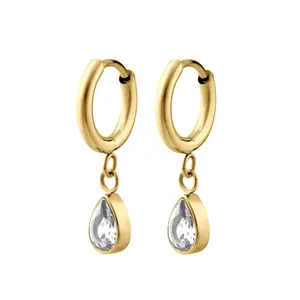 Teardrop Bezel-Set Zirconia Hoops