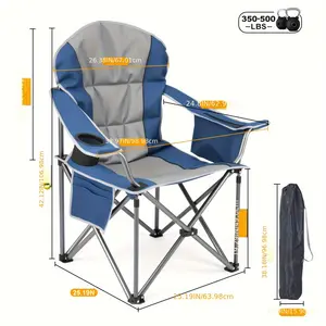 1 Pack/2 Pack Extra Large Outdoor Heavy Duty Camping Folding Chair, 500 Lbs. Weight Capacity, with Organizer Bag, Side Mesh Bag, Cooler Bag, Mesh Cup Holder And Sporting Goods Bag, Suitable for Lawn And Beach Camping, Travel Hikes