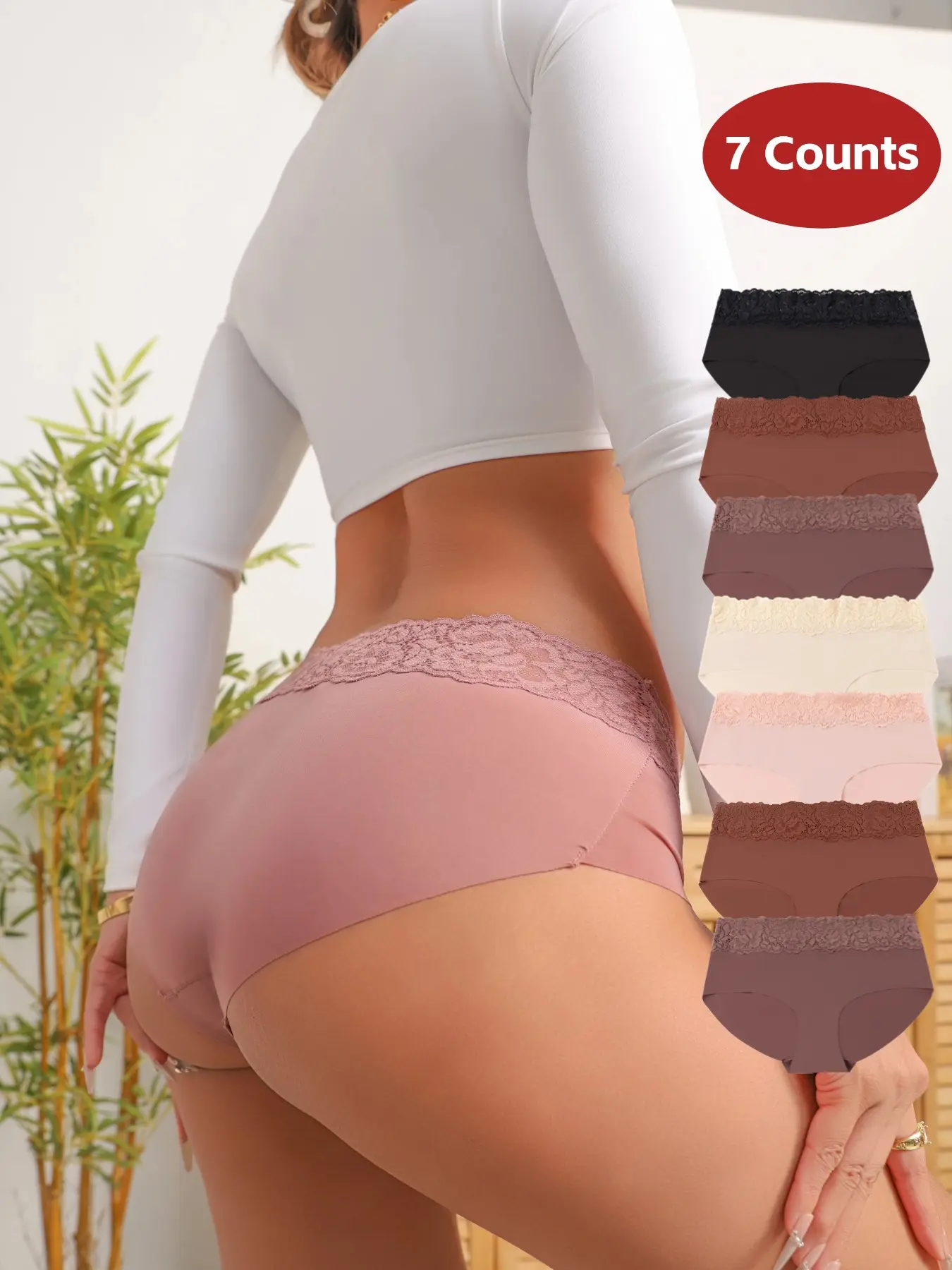 Women's Fitted Underwear Set, Panties, Soft, Stretchy & Elastic Fabric, Lace, Casual Style, All-Season Comfort, Perfect for Daily Wear