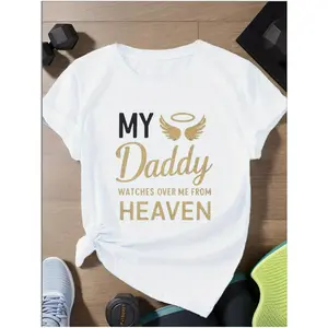 Women's printed 100% pure cotton T-shirt, casual short sleeved round neck top for spring and summer, women's clothing