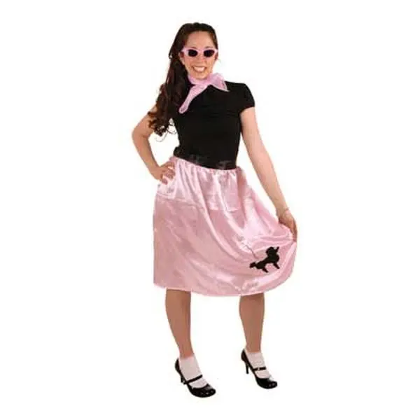 212 MAIN Retro Wrap-Around Poodle Skirt Costume Bottoms - 27 in Fit, Pink with Black Poodle, Adjustable Party Accessories (Case of 6)