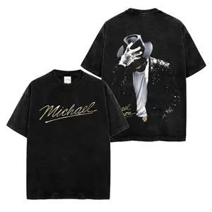 Michael Jackson Signature Acid Washed Tee, King of Pop Minimalist Shirt, MJ Smooth Criminal Style T-Shirt, Iconic Dance Pose, Luxury Streetwear