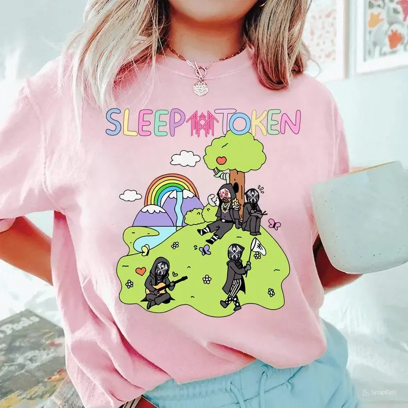 Sleep Token C0wboy Rider Shirt Cute Rainbow T-Shirt Casual Cotton