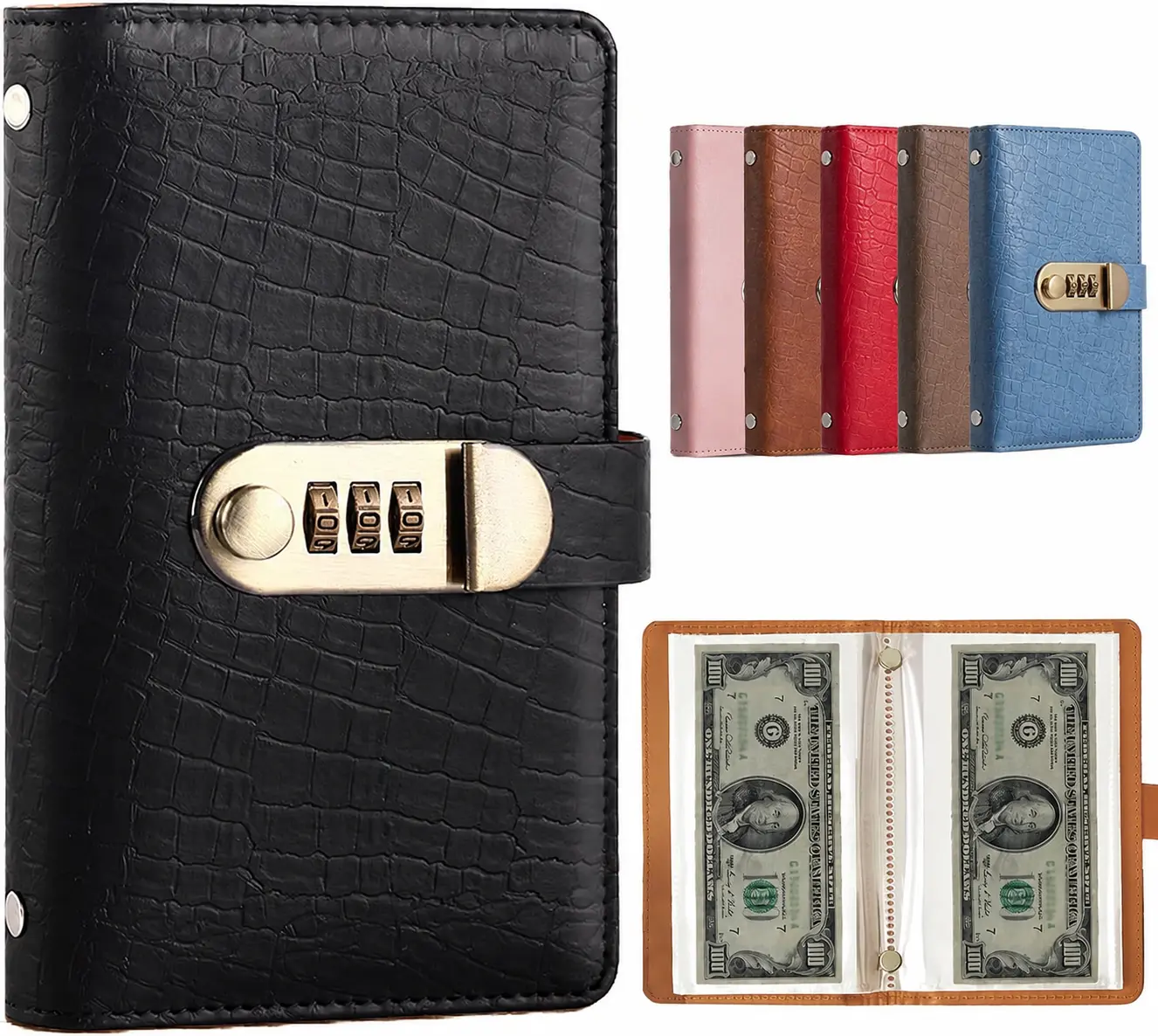 A6 Savings Notebook with Lock, 1 Count Small Cash & Finance Notebook, Savings Challenge Planner, Financial Planner for Storing Money and Important Information, Savings Tracker Organizer