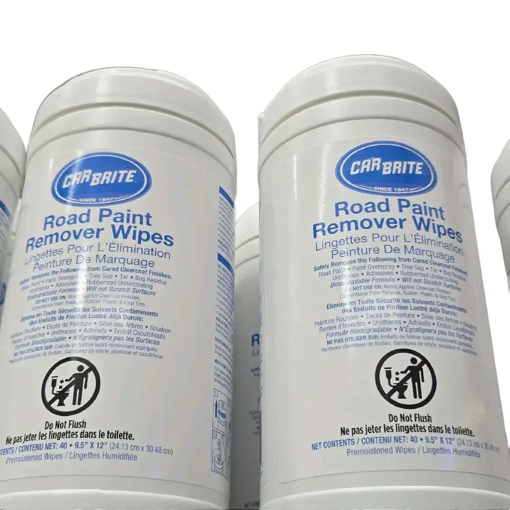 CarBrite Road Paint Remover Wipes - 40 Count Non-Toxic Biodegradable Formula for Safe Vehicle Cleaning & Maintenance