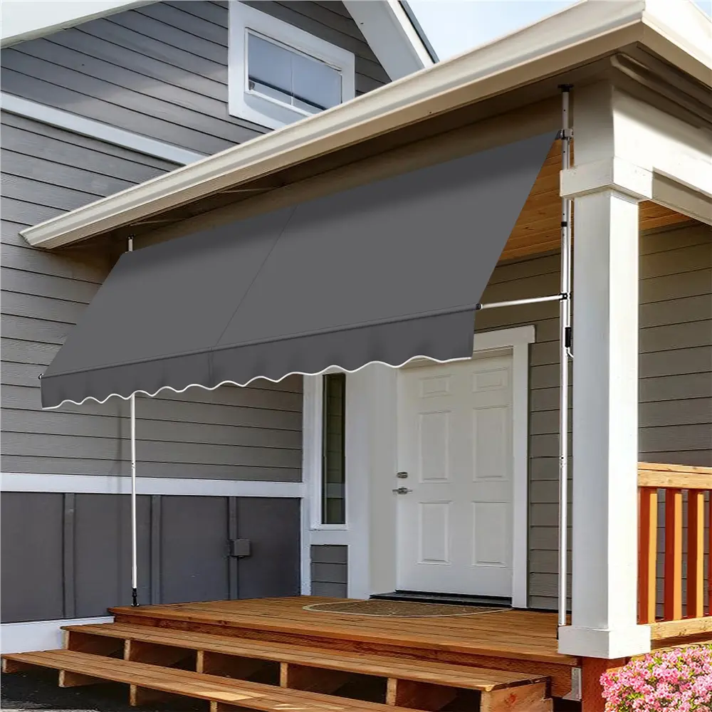 Costoffs Manual Retractable Canopy Awning - UV Blocker, Adjustable Angle & Height, Water-Resistant Modern Shade Canopy Sunshade for Deck, Balcony, Retractable Canopy Awnings, Uv Blocker Awnings