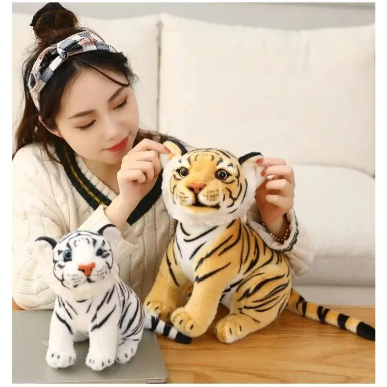 23cm Unisex Cuddly Stuffed Simulation Baby Tiger Plush Toy - Soft Wild Animal Forest Pillow Doll, Kids Birthday Gift, Cuddly Stuffed Animals