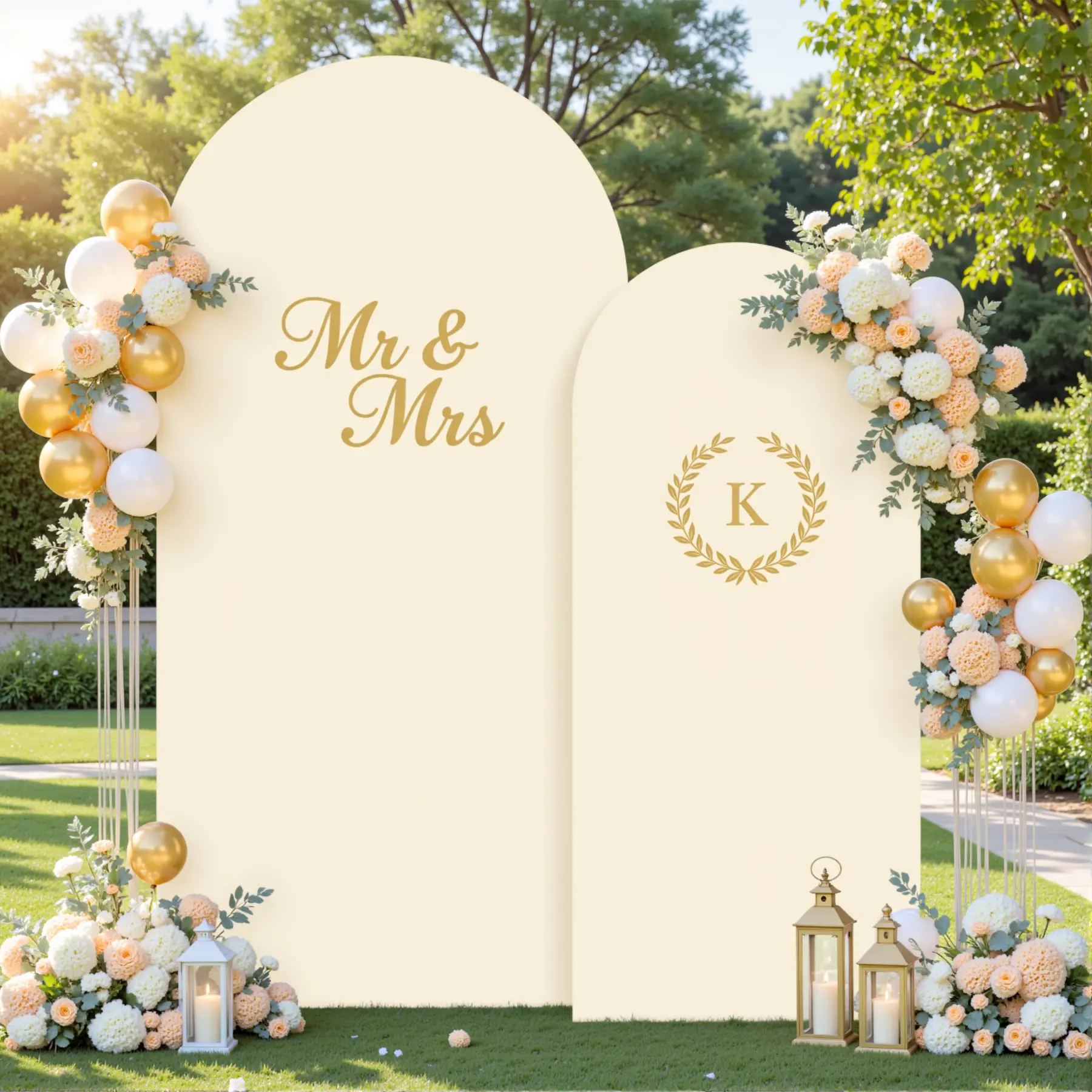Stretchy Elastane Spandex Arch Covers - Adjustable 6ft-7.2ft Frame Backdrop Wraps Set (Stand Not Included), Easy Setup, Elegant Festive Backdrops & Banners, Shape-Adapting Fabric, Party Decoration Supplies for Weddings, First Birthday, Baby Shower, 6.6Ft