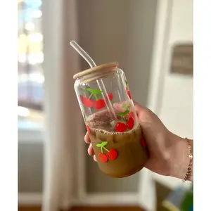 16 Oz Cherry Glass Cup