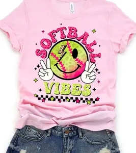 Softball Vibes Pink letters DTF Transfers DTF4213