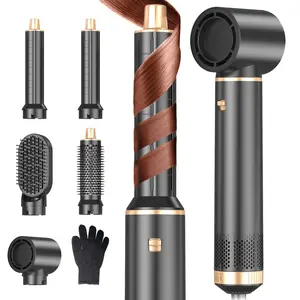 5-in-1 Hair Styler Brush With Heat Styling & Negative Ion Technology - Blowdry, Curl & Straightening Multi-Functional Styler - Perfect Holiday Gift For Women volume brush