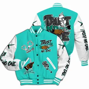 Varsity Jacket To Match Dunk Low Clear Jade - Trust No One Dripping All Over Print 1J5