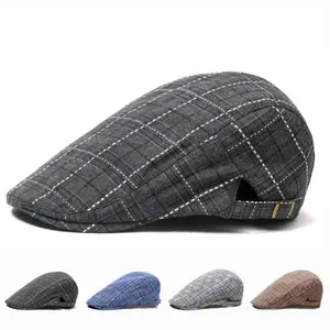 Trendy Flat-Brimmed Cap, Plaid Baseball Cap, Sun-Shading Beret, Sun Hat
