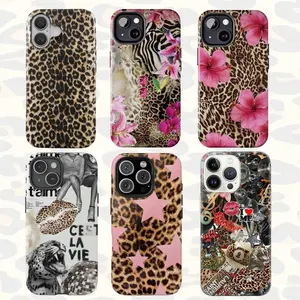 Leopard Print Shockproof Tough Phone Case Star Cover for iPhone 11 12 13 14 15 16 17 Pro Max Plus