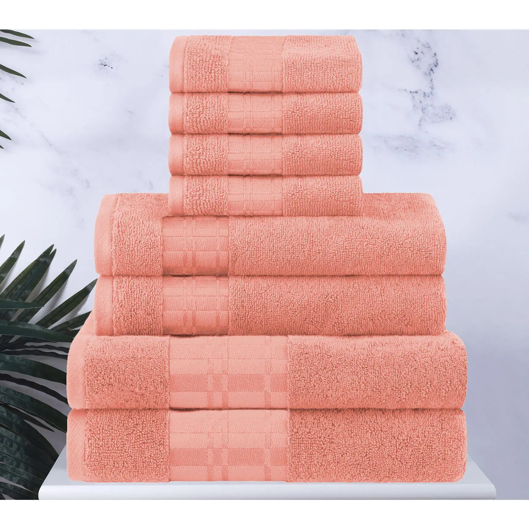 Superior Cotton 8-Piece Embroidered Absorbent Bath Towel Set
