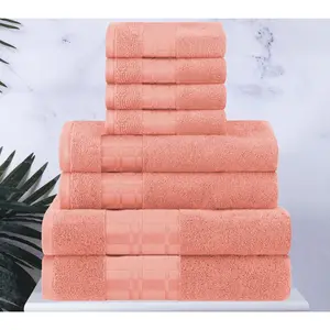 Superior Cotton 8-Piece Embroidered Absorbent Bath Towel Set