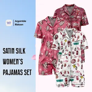 Dr Pepper Satin Silk Pajamas Set - Soft and Seductive Nightwear, Loungewear, Homewear, Ideal Gift For Mom, Gift For Her
