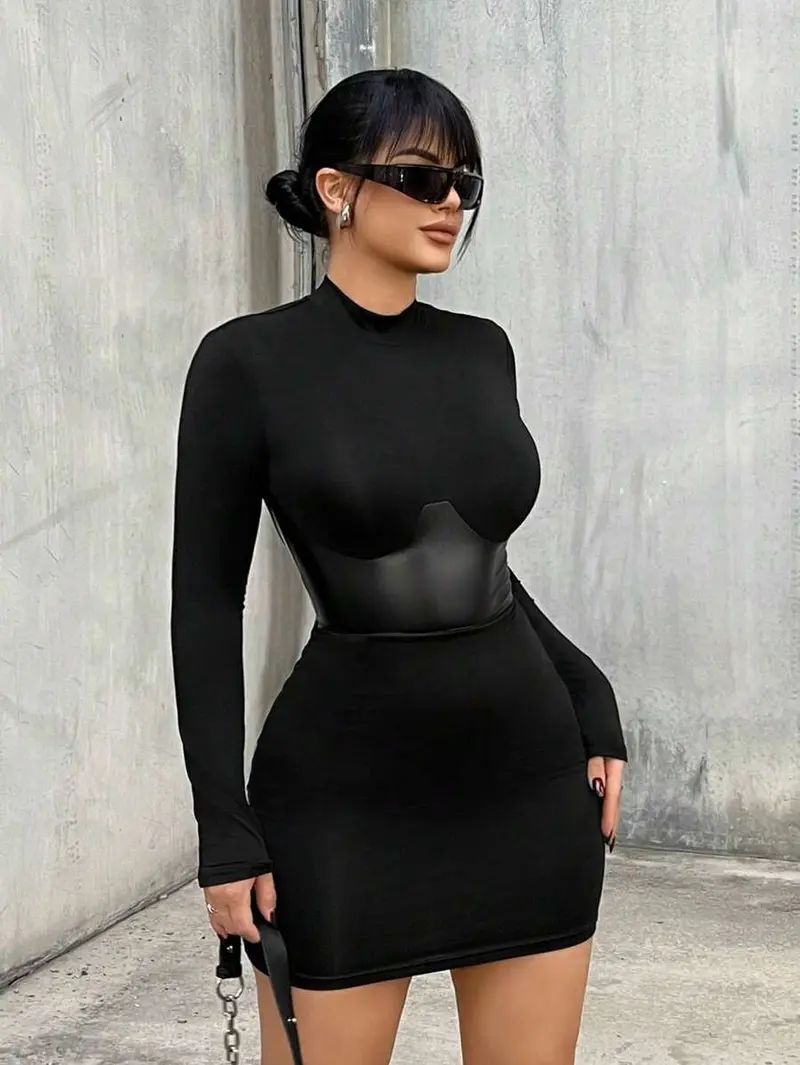 long sleeve black short dress outfits - TikTok Shop