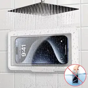360° Rotatable Waterproof Shower Phone Holder | Touch-Sensitive Fog-Proof Case | Fits 6.8" Phones | Universal for Bathroom, Kitchen & Bathtub