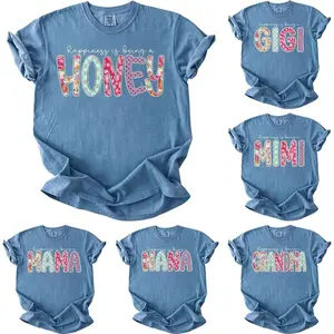 Comfort Colors Custom Grandma Shirt, Personalized Floral “Happiness is Being a Mama” Tee, Family Name Shirt, Nana Mimi Gigi Grandparent Gift - AL