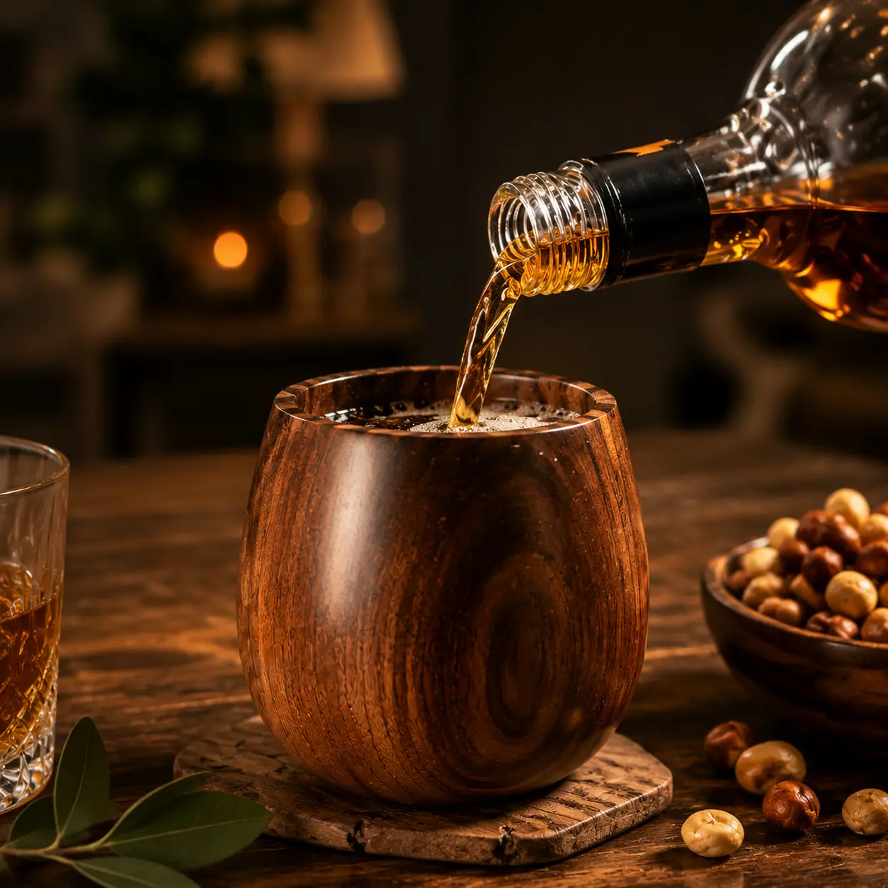 2PCS Handmade Wooden Tumblers Gift Set, Rustic Wooden Cups for Men, Home & Relax Use