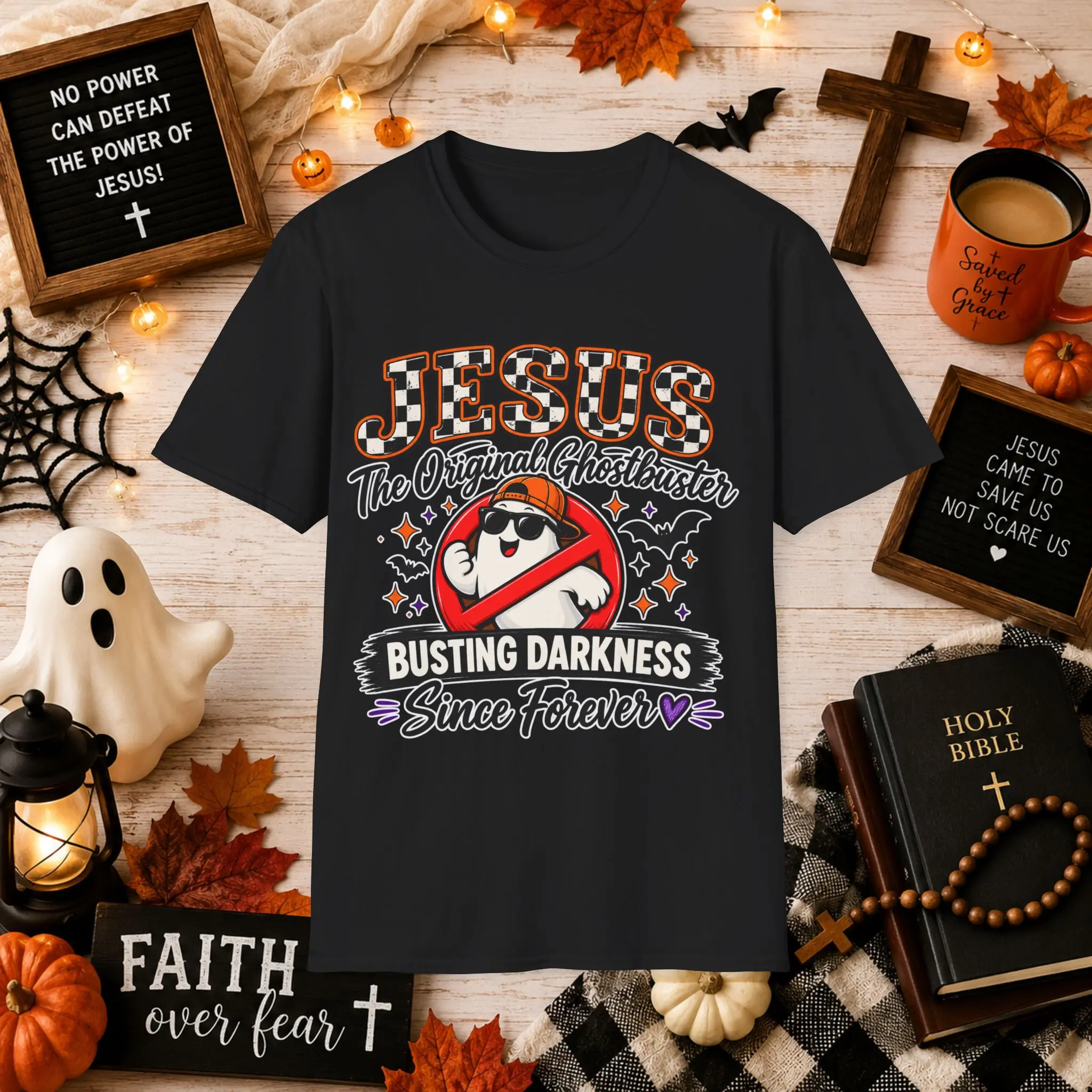 Jesus The Original Ghostbuster T-Shirt | Busting Darkness Faith Graphic