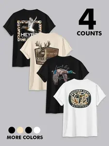 Men's Regular Fit Duck Print Graphic Round Neck Tee, Casual Short Sleeve Crew Neck Classic T-shirt for Summer, Fashion Men's Top for Daily Wear